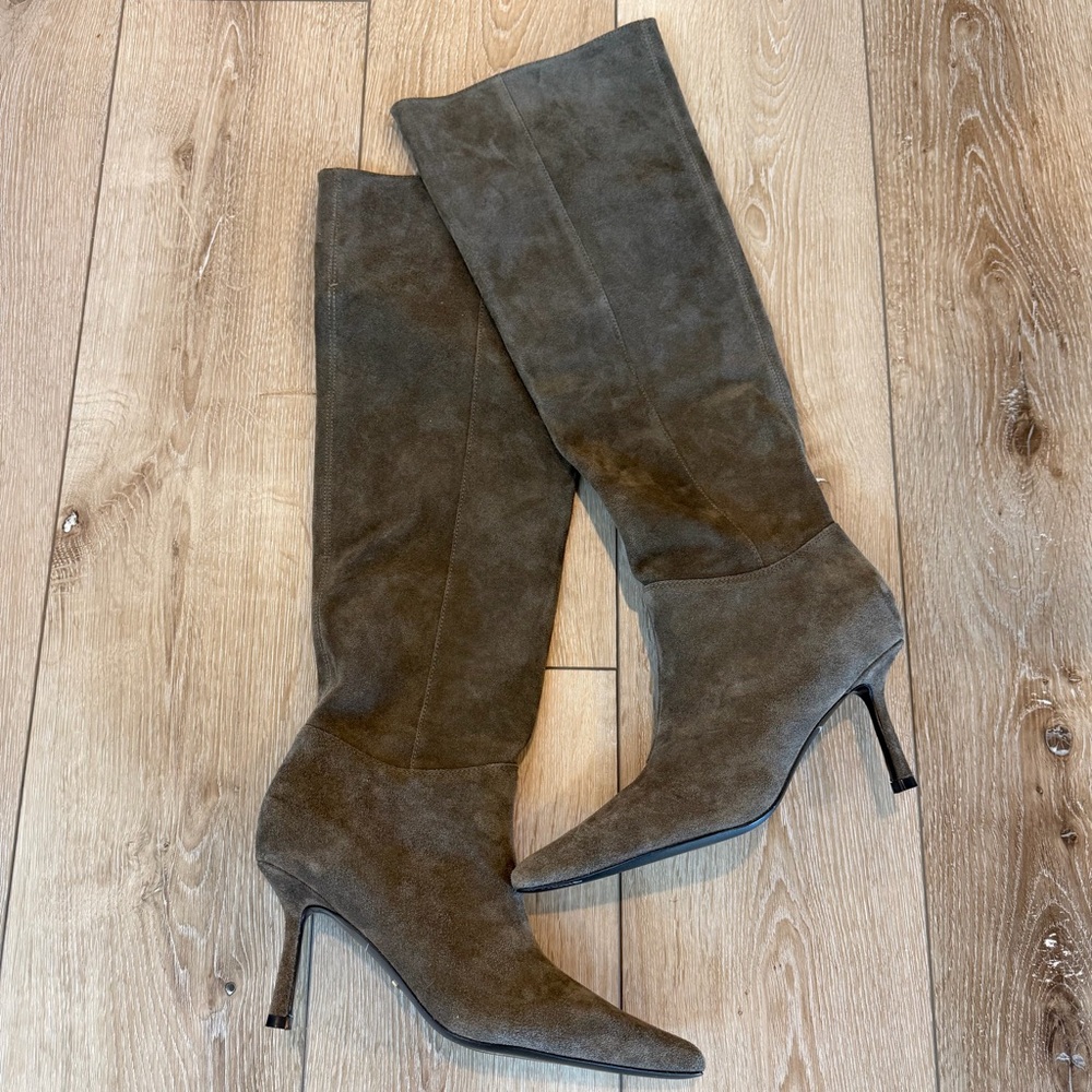 NWT RAYE Dani Boot Heeled Boots in Rich Chocolate Brown Suede Revolve Size 7